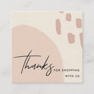 CARTÃO DE VISITA QUADRADO ABSTRATO BLUSH PEACH KRAFT SCANDI OBRIGADO
