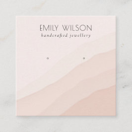 Cartão De Visita Quadrado Abstrato Blush Pink Waves Stud Earring Display