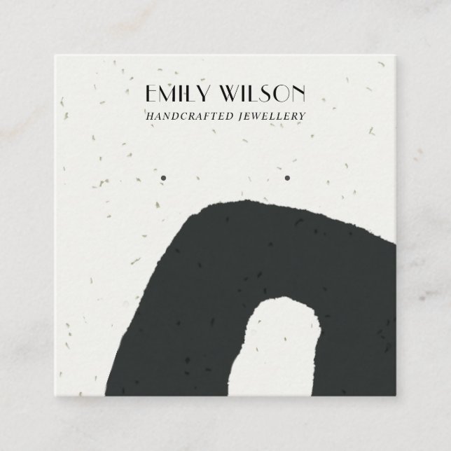 CARTÃO DE VISITA QUADRADO ABSTRATO CERAMIC BLACK WHITE STUD EARRPLAY DISPLAY (Frente)