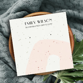 CARTÃO DE VISITA QUADRADO ABSTRATO CERAMIC BLUSH PEACH STUD DISPLAY