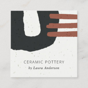 CARTÃO DE VISITA QUADRADO ABSTRATO CERAMIC TEXTURE BLACK RUST CHIC ESPECKED