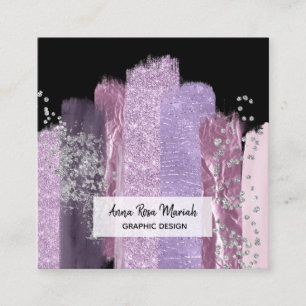 Cartão De Visita Quadrado *~* Abstrato Chic Girly Glitter Feminina Excitante