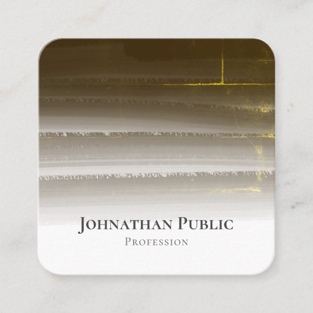Cartão De Visita Quadrado Abstrato de Aquarela Dourada Elegante (Frente)