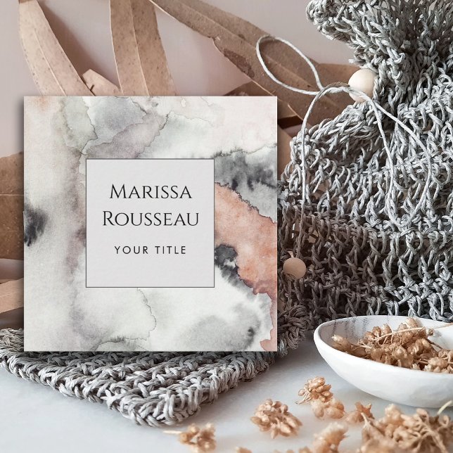 Cartão De Visita Quadrado Abstrato de Aquarela Moderna (Criador carregado)