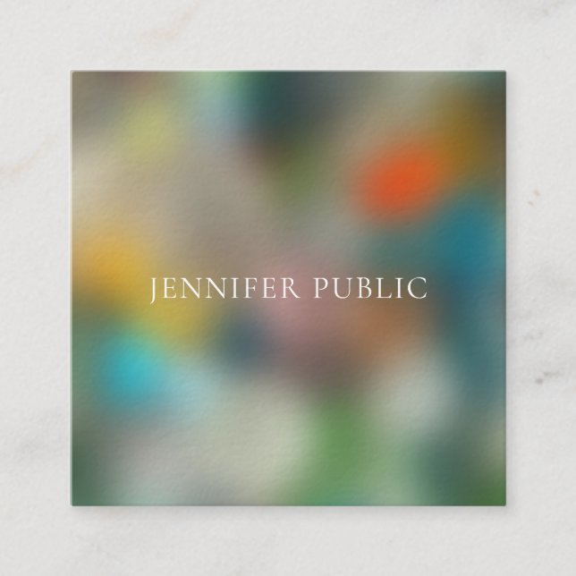 Cartão De Visita Quadrado Abstrato de arte moderna elegante Modelo profissio (Frente)