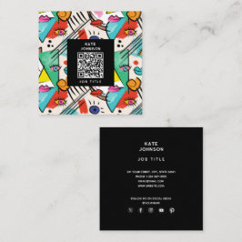 Cartão De Visita Quadrado Abstrato de Cubismo Moderno Artsy Enfrenta Arte