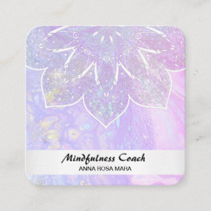 Cartão De Visita Quadrado *~* Abstrato de Pastel Código QR Mandala Reiki Yo