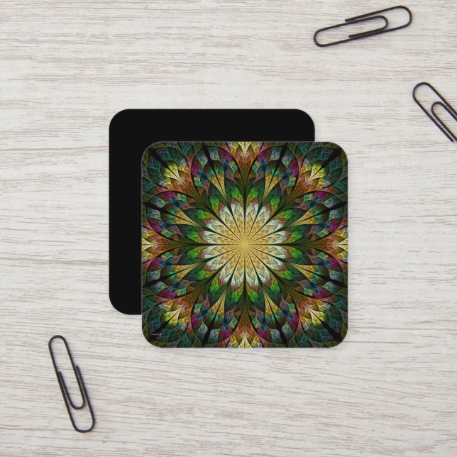 Cartão De Visita Quadrado Abstrato do ventilador em fila (Frente/Verso In Situ)