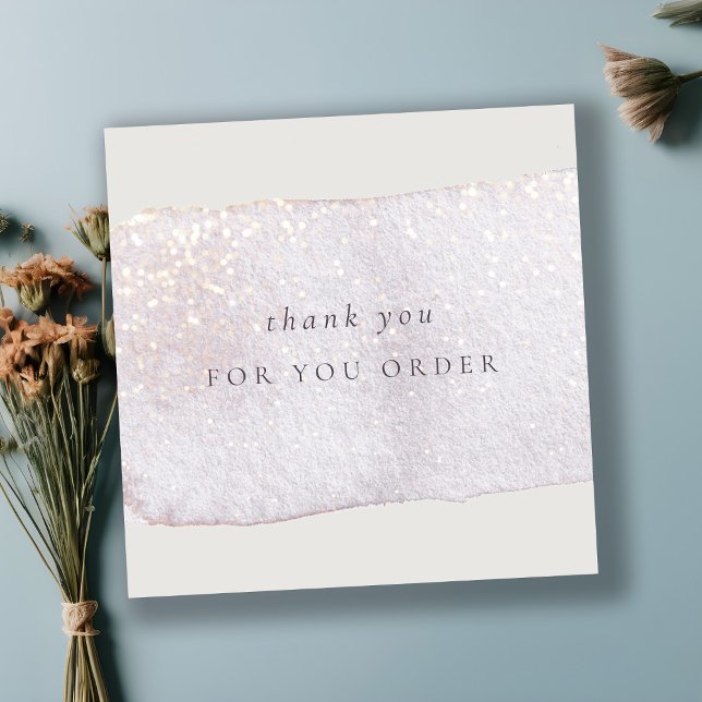 Cartão De Visita Quadrado Abstrato Dourado Lilac Brush Stoke Obrigado Encome (Criador carregado)