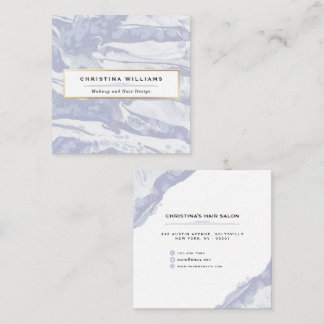 Cartão De Visita Quadrado Abstrato e cor azul minimalista