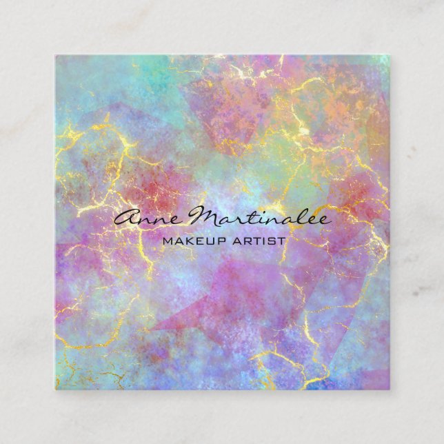 Cartão De Visita Quadrado Abstrato Elegante Marble (Frente)