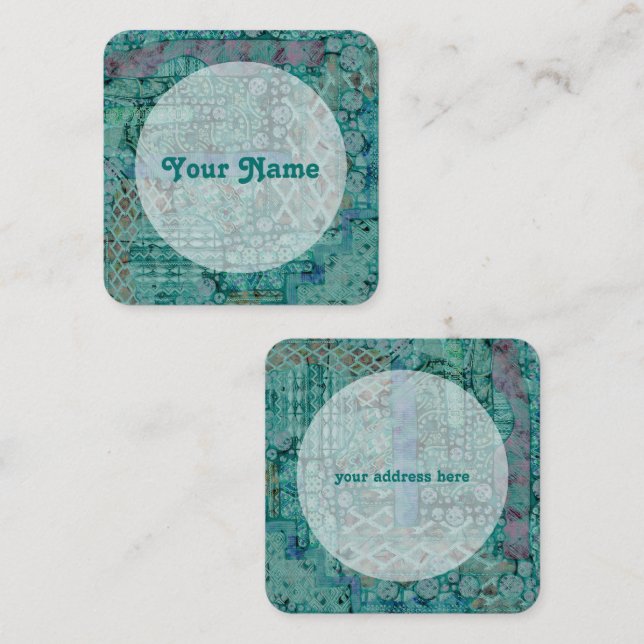 Cartão De Visita Quadrado Abstrato Ethno Pattern - Folclore Art 2 (Frente/Verso)