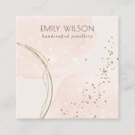 Cartão De Visita Quadrado Abstrato Glitter Rosa Dourado com o retentor