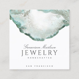 Cartão De Visita Quadrado Abstrato Green Agate Jewelry Designer