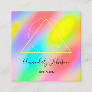 Cartão De Visita Quadrado Abstrato Holográfico arco-íris Moderno ao quadra