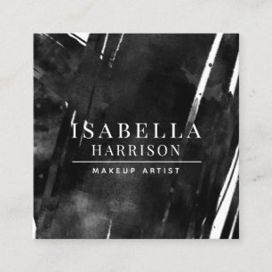 Cartão De Visita Quadrado Abstrato Modern Makeup Artist Black