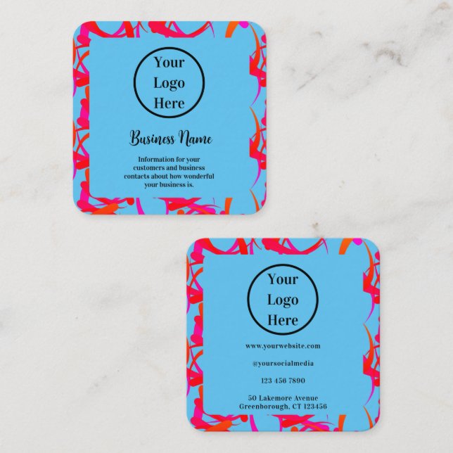 Cartão De Visita Quadrado Abstrato Moderno Único Personalizado (Frente/Verso)