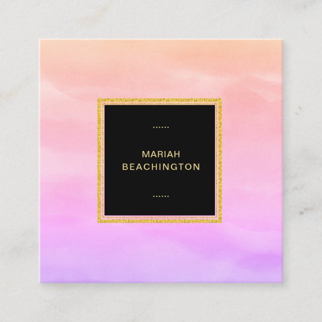 Cartão De Visita Quadrado Abstrato Pastel do rosa da lavanda do inclinação (Frente)