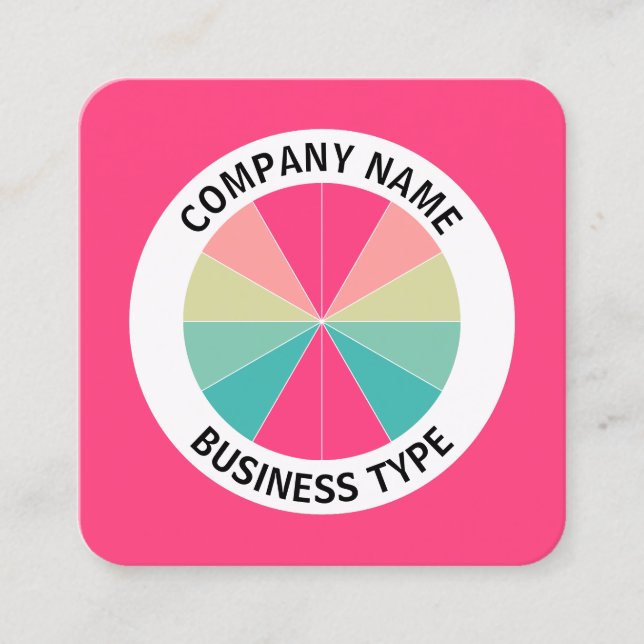 Cartão De Visita Quadrado Abstrato Pie 01 - Vermelho #FF407F (Frente)