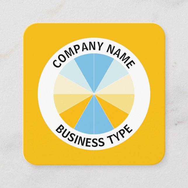 Cartão De Visita Quadrado Abstrato Pie 04 - Âmbar #F8BC08 (Frente)