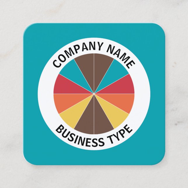 Cartão De Visita Quadrado Abstrato Pie 05 - Azul #009FAE (Frente)