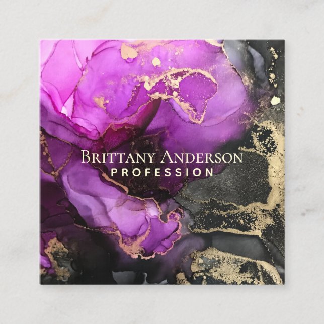 Cartão De Visita Quadrado ABSTRATO preto Dourado (Frente)