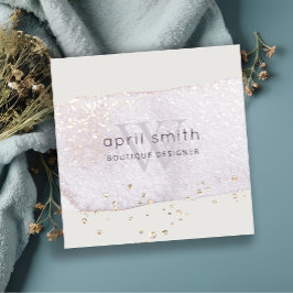 Cartão De Visita Quadrado Abstrato Purple Lilac Bruske Monograma Glitter