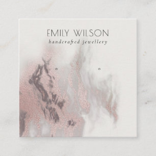 Cartão De Visita Quadrado Abstrato Rosa Dourado Agate Stud Earring Display