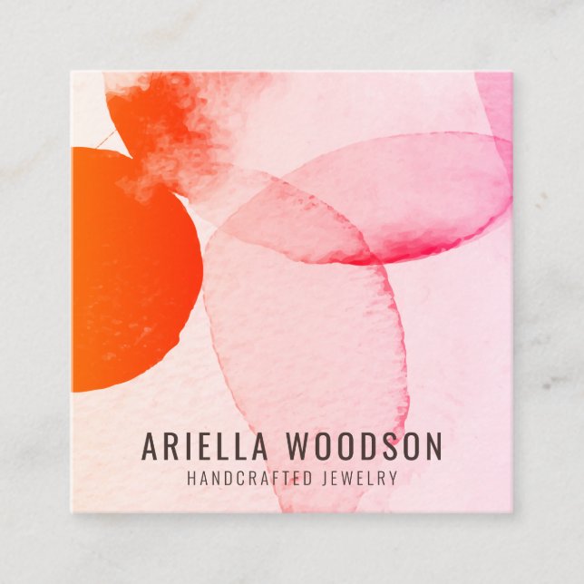 Cartão De Visita Quadrado Abstrato Shapes Jewelry Designer Chic (Frente)