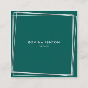 Cartão De Visita Quadrado Abstrato Silver Frames Moderno Professional