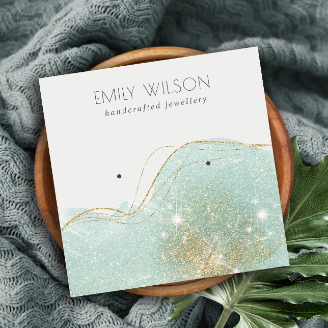 Cartão De Visita Quadrado Abstrato Tela de brilho verde brilhante brilhante  (Criador carregado)