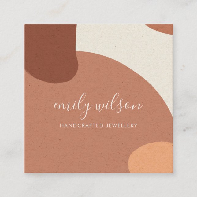 CARTÃO DE VISITA QUADRADO ABSTRATO TERRACOTTA RED ORANFT SCANDI (Frente)