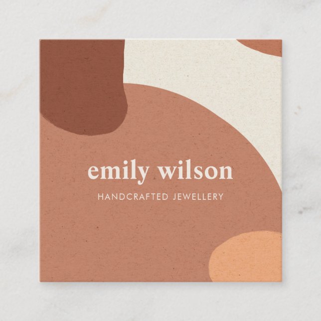 CARTÃO DE VISITA QUADRADO ABSTRATO TERRACOTTA RED ORANFT SCANDI (Frente)