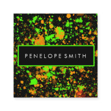 Abstrato verde-laranja-neon - Splatter 