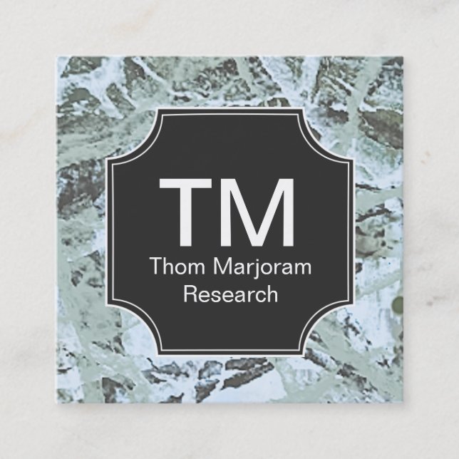 Cartão De Visita Quadrado Abstrato verde neutro monograma (Frente)