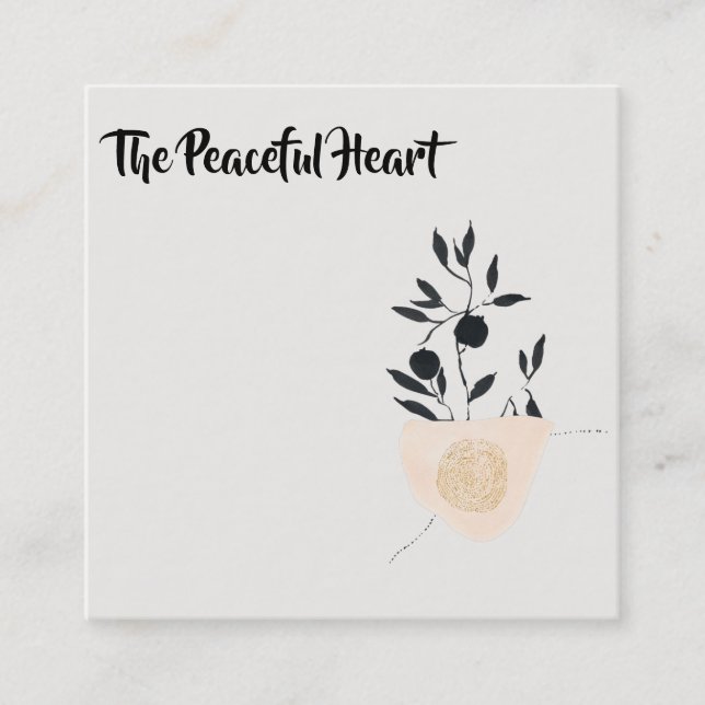 Cartão De Visita Quadrado *~* Abstrato Wabi Sabi AR27 Tinta Mínima Simples Q (Frente)