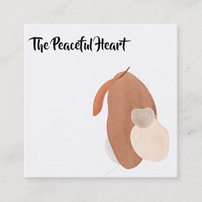 Cartão De Visita Quadrado *~* Abstrato Wabi Sabi Tinta Mínima AR27 QR Simple (Frente)