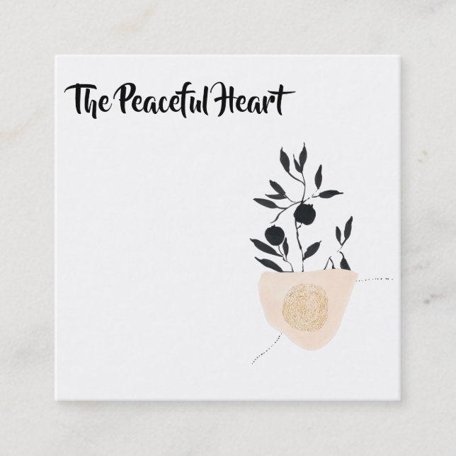 Cartão De Visita Quadrado *~* Abstrato Wabi Sabi Tinta Mínima Simples QR AR2 (Frente)