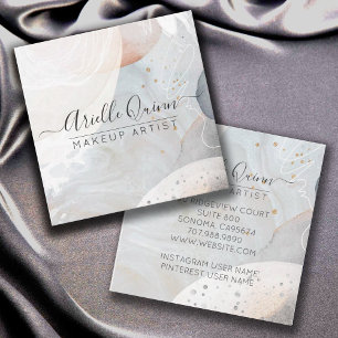 Cartão De Visita Quadrado Abstrato Watercolor Makeup Artist Square Business 