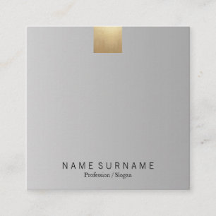 Cartão De Visita Quadrado Acento cinzento Pastel moderno elegante do ouro do