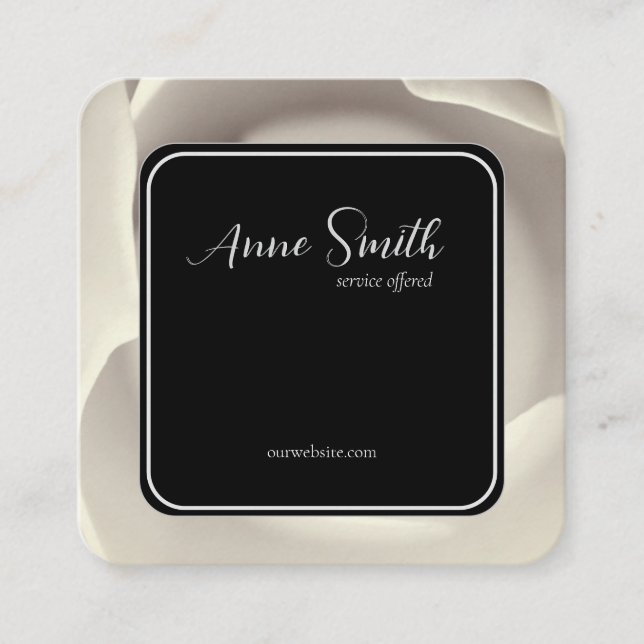 Cartão De Visita Quadrado Acento Fetal Rosa de Creme - Elegante e Moderno (Frente)