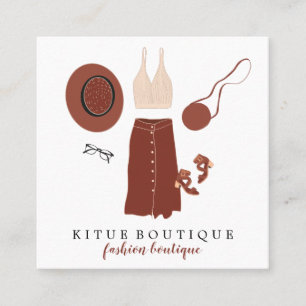 Cartão De Visita Quadrado Acessórios de vestuário de Boutique de Moda Pers