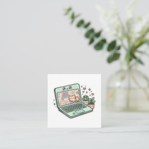 Cartão De Visita Quadrado Adesivo de Laptop Vibrações Legais Kawaii Fofinho