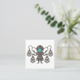 Cartão De Visita Quadrado Adesivo Kawaii Khalla Fíbula Berber Amazigh Fofo