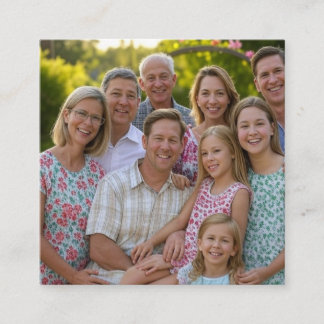 Cartão De Visita Quadrado Adicionar Foto de Reunião de Família Personalizada