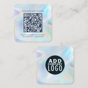 Cartão De Visita Quadrado Adicionar logotipo corporativo e código QR holográ