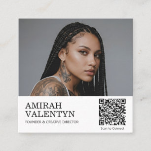 Cartão De Visita Quadrado Adicione o Código QR do Logotipo da sua Foto nas R