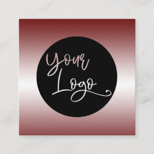 Cartão De Visita Quadrado Adicione o seu logotipo personalizado, vermelho es
