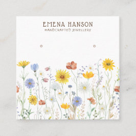 Cartão De Visita Quadrado Adicione seu logotipo, manchetes de flores silvest