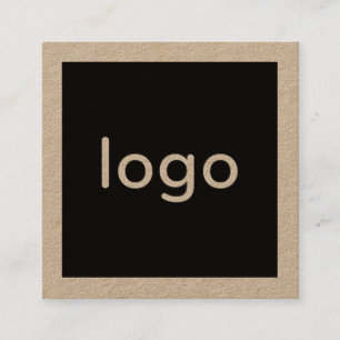Cartão De Visita Quadrado Adicione seu logotipo papel kraft castanho rústico